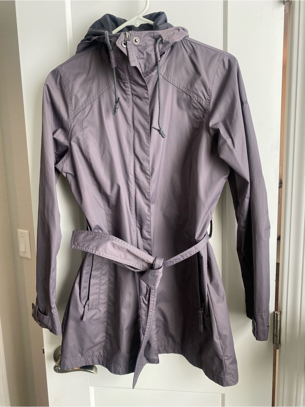 Columbia Lavender Gray Hooded Trench Coat